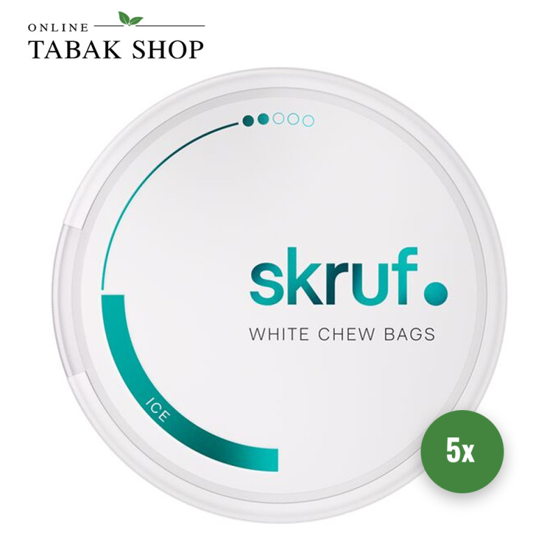 Skruf Snus White Chew Bags Ice Medium (Bag 2) (5 x 20 Stück à 17g) Dose