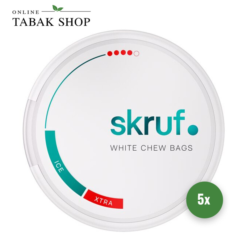 Skruf Snus White Chew Bags Ice Extra (Bag 4) (5 x 20 Stück à 17g) Dose