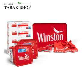 2x Winston Tabak Rot 250g Eimer + 1000 Winston Extra Hülsen + Zubehör