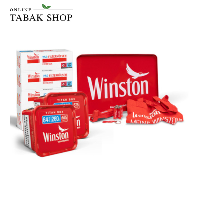 Winston Red Tabak (2 x 260g) + 1.000 Winston Extra Hülsen + Zubehör