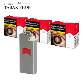 Marlboro Rot 9XL (3 x 76er) + Feuerzeug Chrom Marlboro Bundle Offer