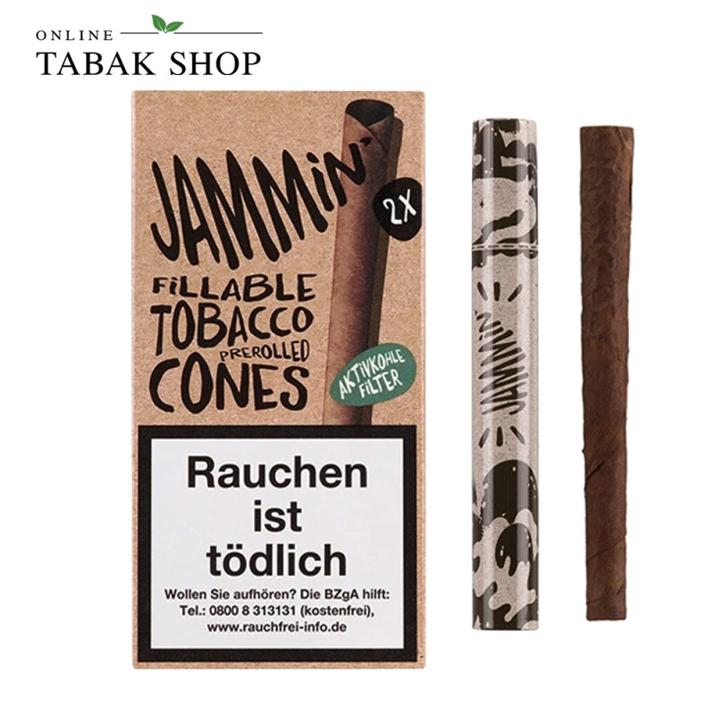 Jammin Classic Fillable Prerolled Tobacco Cones mit Aktivkohlefilter (1 x 2 Stück)