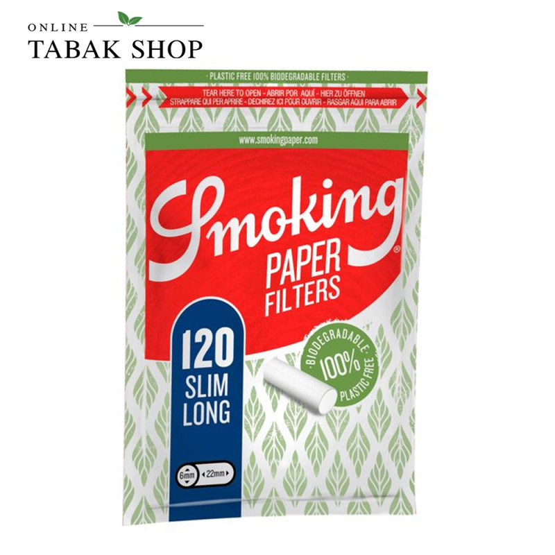 Smoking Classic Slim Long Papier Filter 6mm 120er Beutel