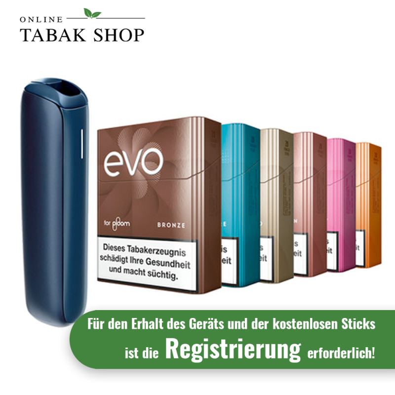 PLOOM AURA Navy Blue mit 6 Packungen Evo-Sticks Probierpaket nach Produktregistrierung