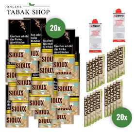 Sioux Virginia Blue (20 x 30g) + GIZEH Hanf + Gras King Size Slim & Tips (20 x 35) + 2 Zippo Benzin