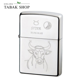 ZIPPO Chrom Poliert Stier (HA) – Sturmfeuerzeug in Holzbox – GTIN 0041689699451