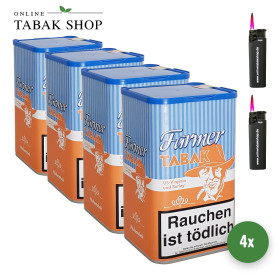 4x Farmer Tabak 160g Dose + 2 Sturmfeuerzeuge
