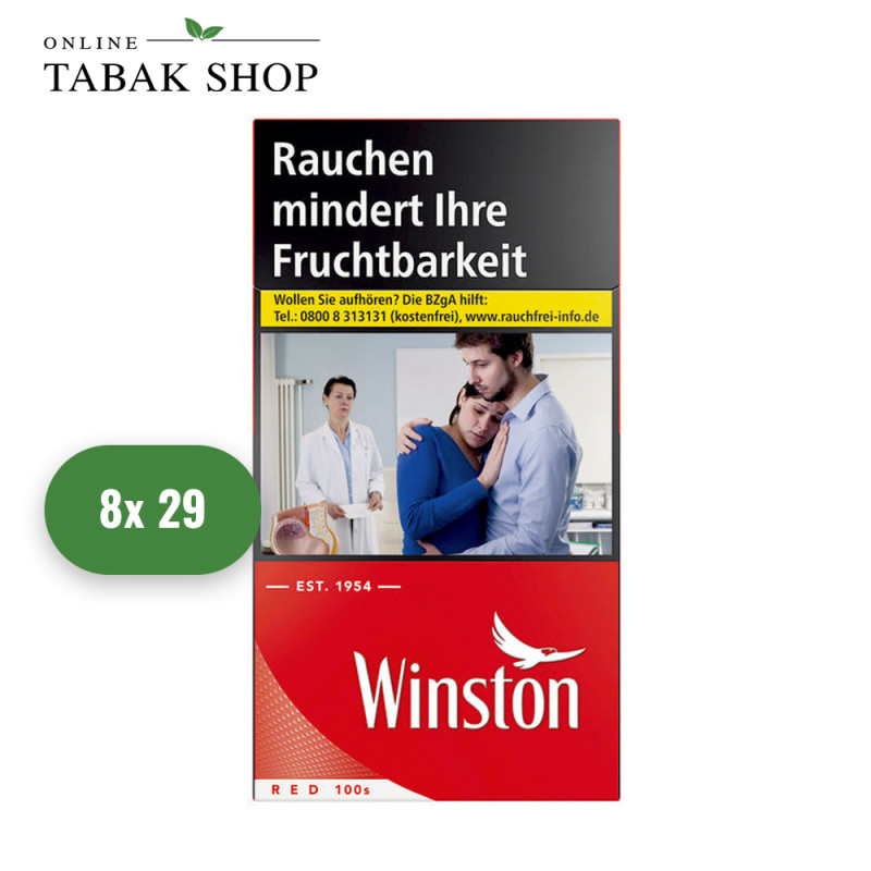 Winston Red Longs 10 € Zigaretten XXL (8 x 29er)
