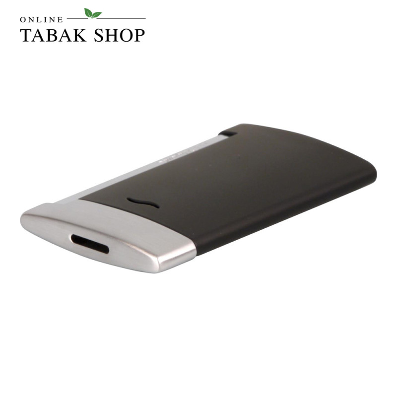 DUPONT SLIM 7 Feuerzeug schwarz matt/chrom - liegend