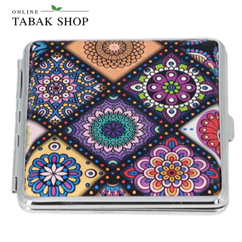 Zigarettenetui "Floral" lila mit Gummiband (20 Zig.) - front