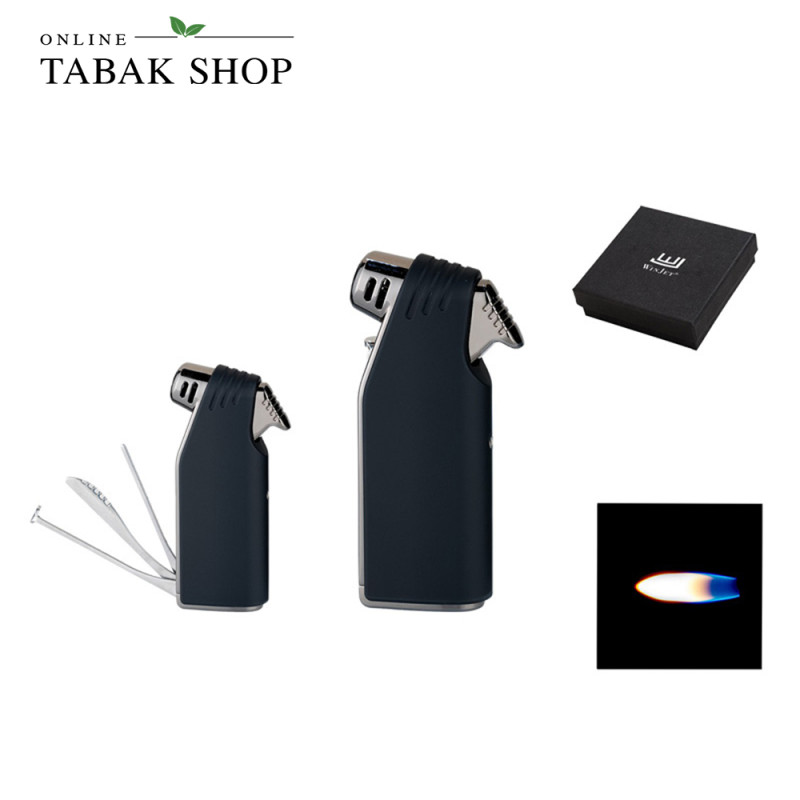 Pfeifenfeuerzeug "Winjet" schwarz + Besteck