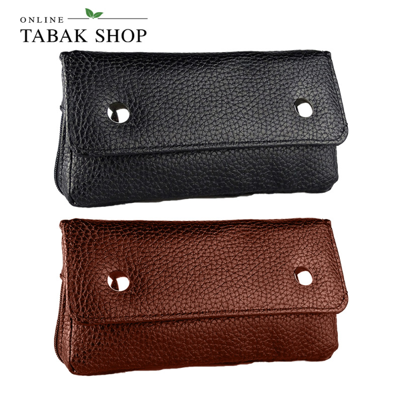 Pfeifentasche Easy für 2 Pfeifen – schwarz & braun, Magnetverschluss