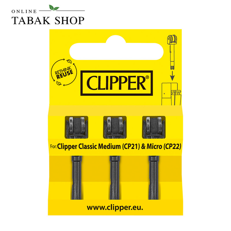 Clipper Flintsystem Micro – Ersatz-Zündsystem mit Feuerstein (3er-Set)