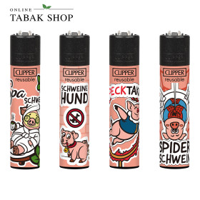 Clipper Classic Motivfeuerzeuge – SCHWEINEREI Komplettset (4er-Pack)