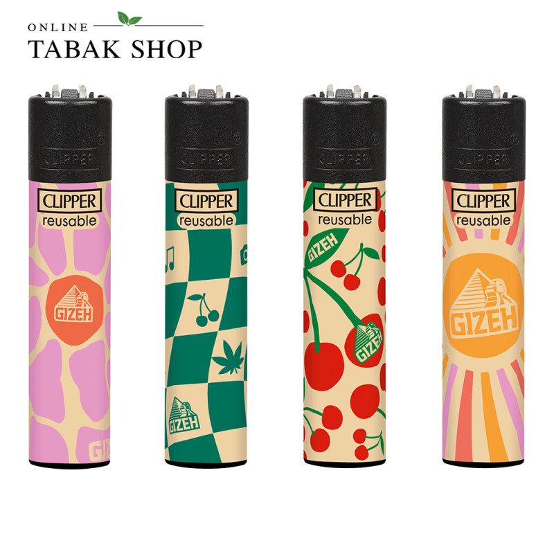 Clipper Classic GIZEH CHERRY – Feuerzeuge Motivset (4er-Pack)