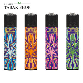Clipper Classic PSYCHEDELIC LEAF – Feuerzeuge Motivset (4er-Pack)