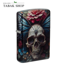 ZIPPO Tumbled Chrom Floral Skull Design – Sturmfeuerzeug 60007540