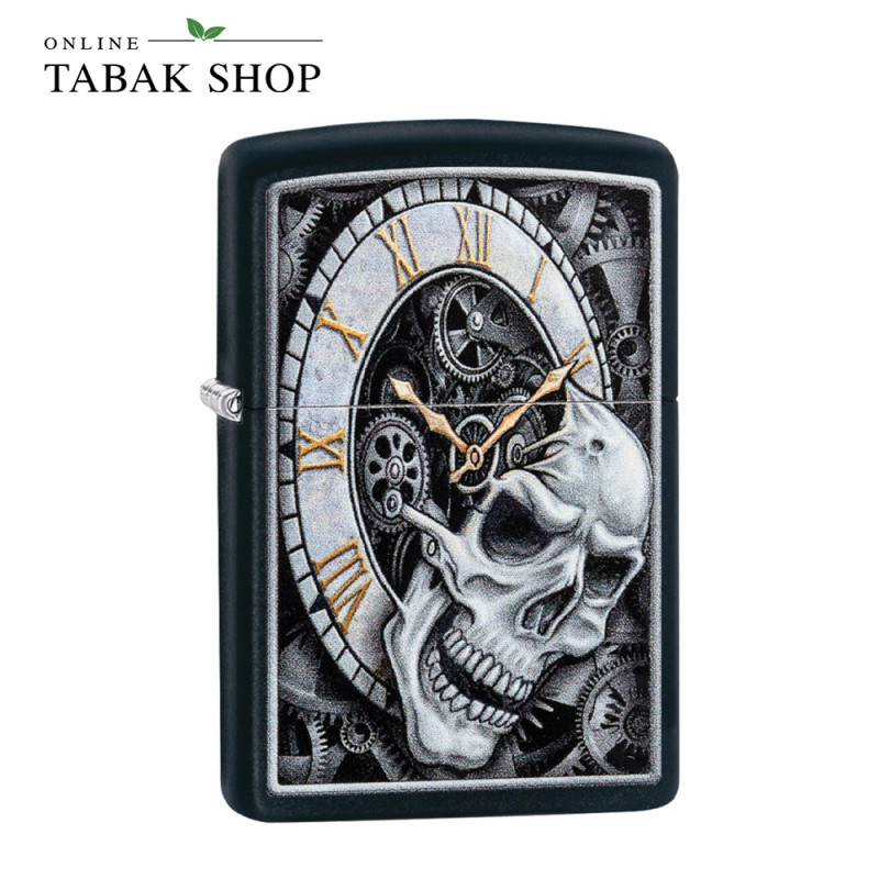 ZIPPO Skull Clock Feuerzeug (schwarz/matt)