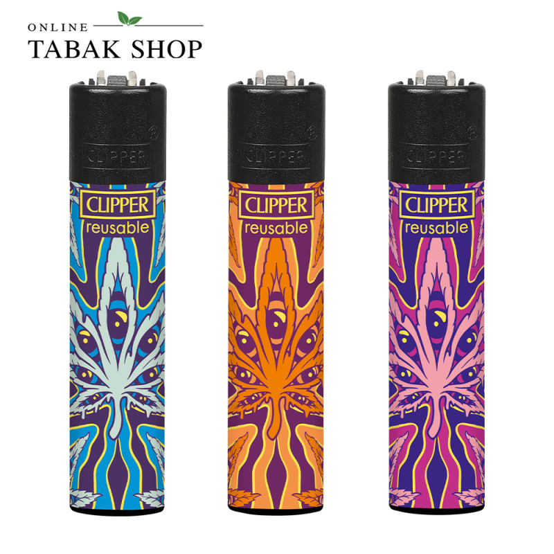 Clipper Classic PSYCHEDELIC LEAF – Feuerzeuge Motivset (3er-Pack)