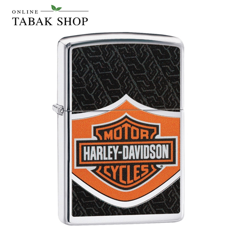 ZIPPO Chrom Poliert Harley-Davidson Logo Orange/Schwarz – Sturmfeuerzeug 60004741