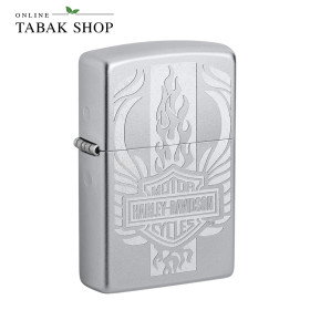 ZIPPO Satin Finish Graviert H.D. Logo Flame – Sturmfeuerzeug 60005882