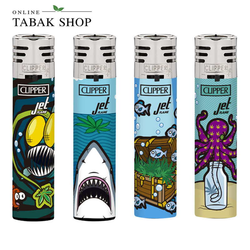 Clipper Jetflame Large Deep Weed - Feuerzeuge (4er Set)