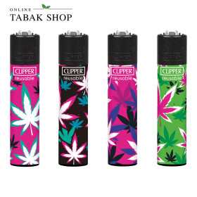 Clipper Standard Pink Leaves 3 – Feuerzeuge 4er-Set (farblich sortiert)