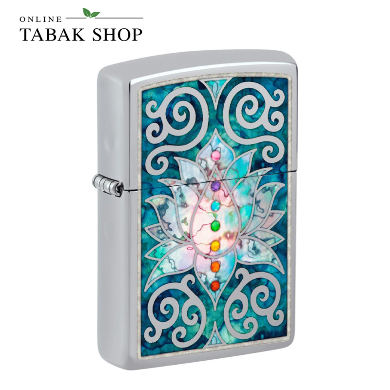 ZIPPO Chrom Poliert Lotus Flower Design – Sturmfeuerzeug 60006541