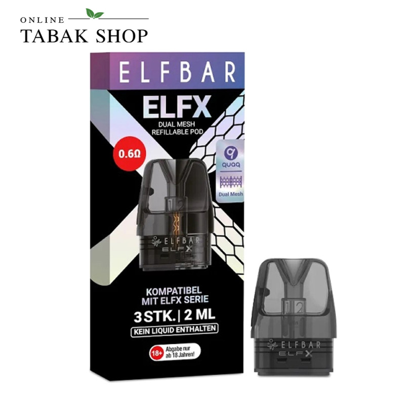 Elfbar ELFX Leer-Pod 0,6 Ohm – Refillable Dual Mesh Pod (3er Pack)