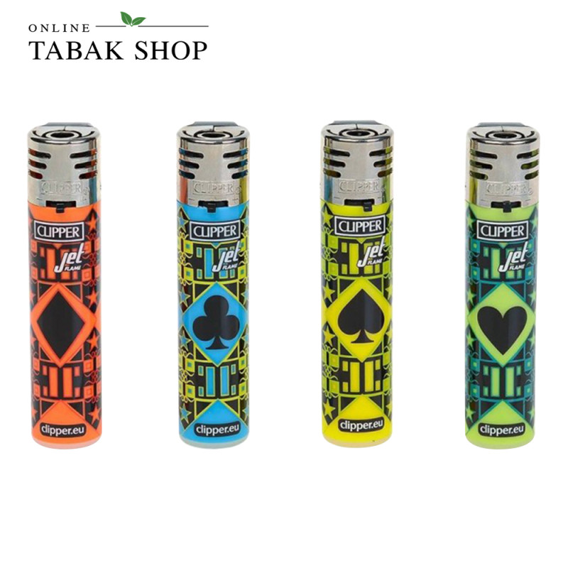 Clipper Jet Flame Large Poker – Sturmfeuerzeuge Set (4er-Pack)