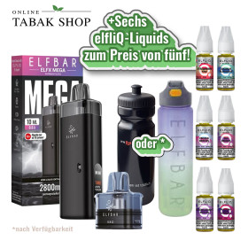 Elf Bar ELFX Mega Spar-Set (Schwarz) + 6× Elfliq 20 mg (5+1) – Geschmacksgruppe wählbar