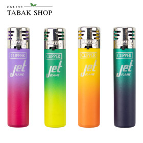 Clipper Jet Flame Metallic Gradient – Sturmfeuerzeuge Set (4er-Pack)