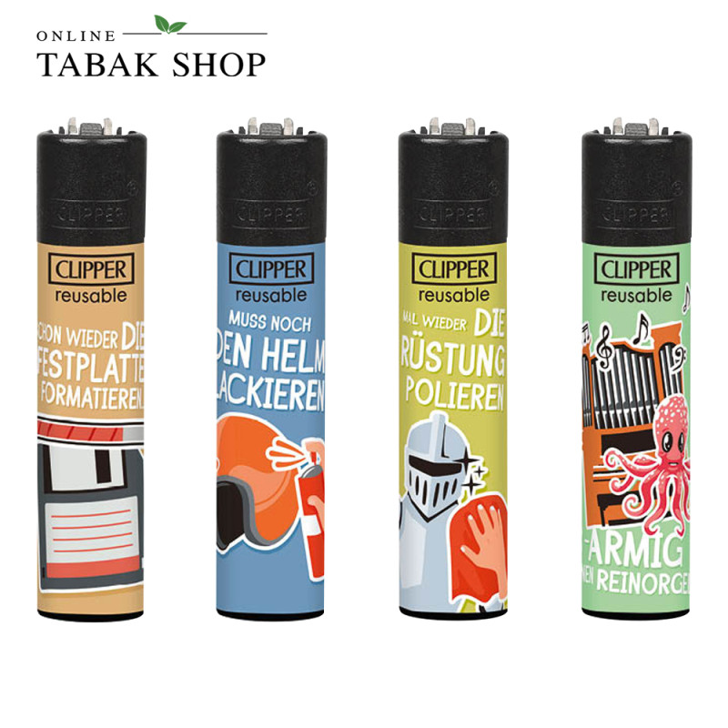 Clipper Standard Trinksprüche – Feuerzeuge Motivset (4er-Pack)