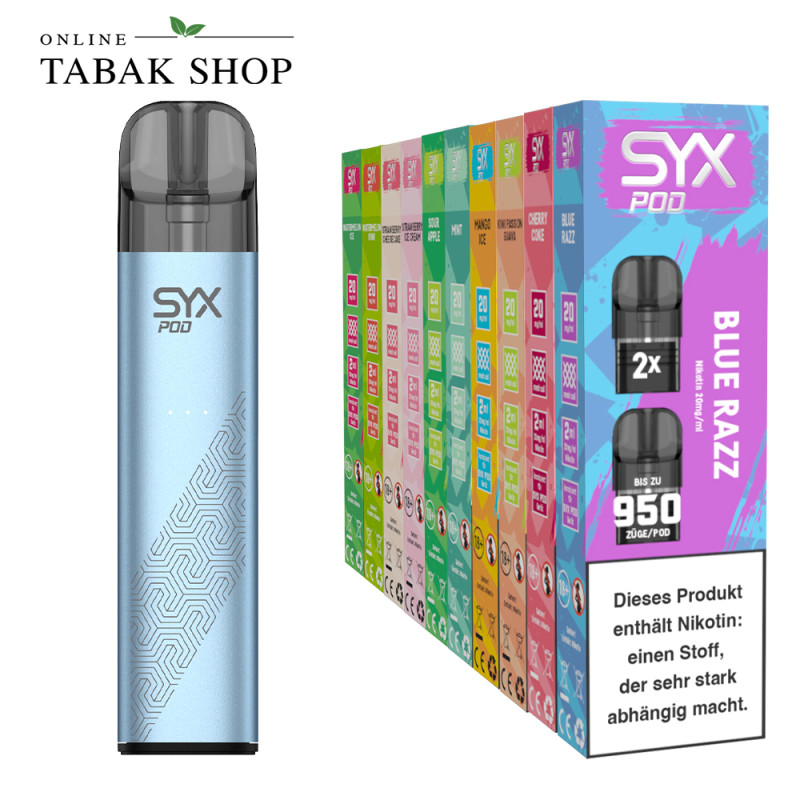 SYX Pod Startpaket Blue – Akkuträger + Pod nach Wahl – 8,90 € Bundle