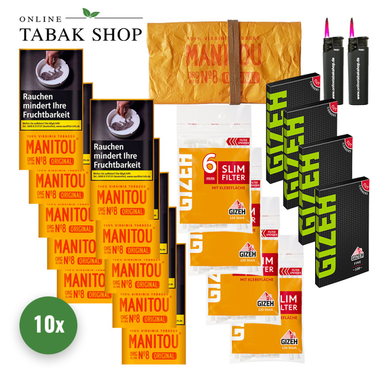 10x MANITOU Gold Drehtabak 30g Pouch + Zubehör Bundle Offer