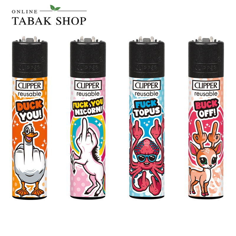 Clipper Classic Fuck You Animals – Feuerzeuge Motivset (4er-Pack)