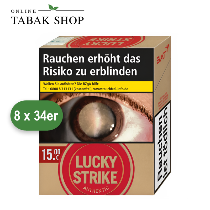 Lucky Strike Authentic Red Zigaretten Xtra (8 x 34er)