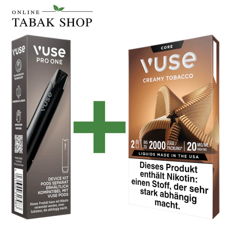 VUSE Pro One Device Pen Black + 1x VUSE Pods Creamy Tobacco