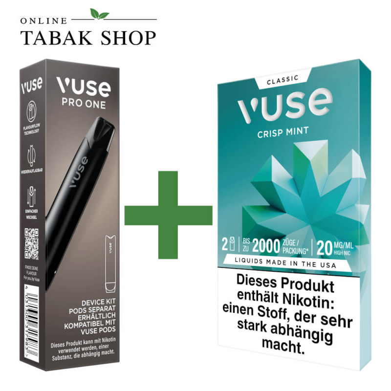 VUSE Pro One Device Pen Black + 1x VUSE Pods Crisp Mint