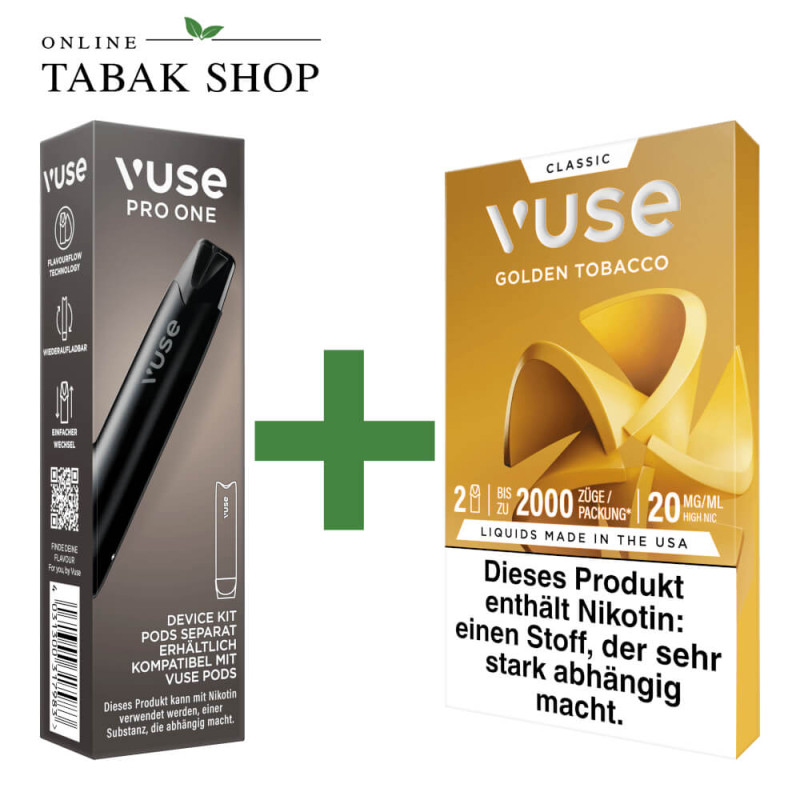 VUSE Pro One Device Pen Black + 1x VUSE Pods Golden Tobacco