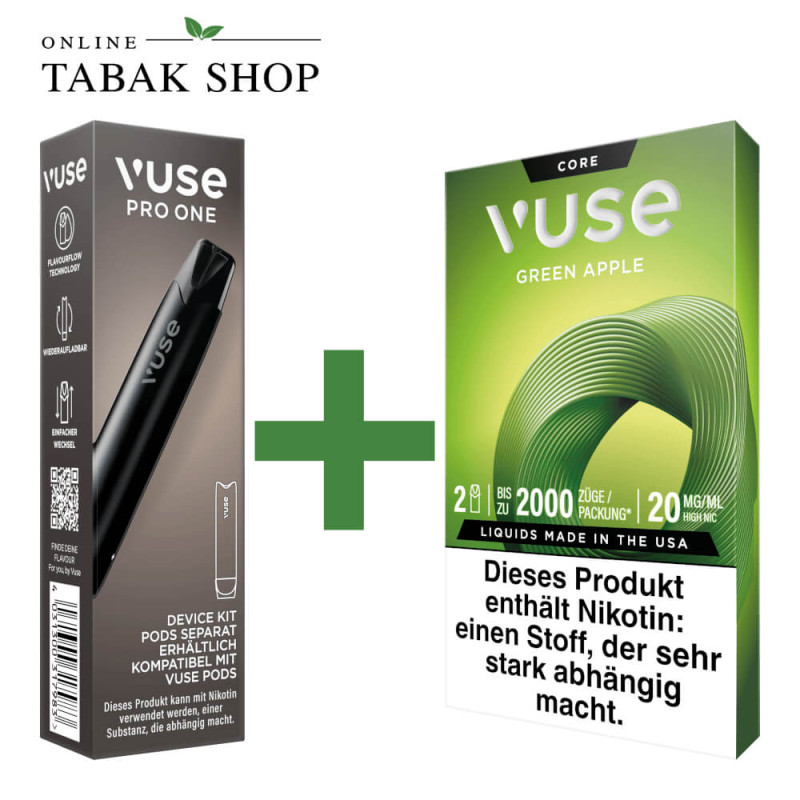 VUSE Pro One Device Pen Black + 1x VUSE Pods Green Apple