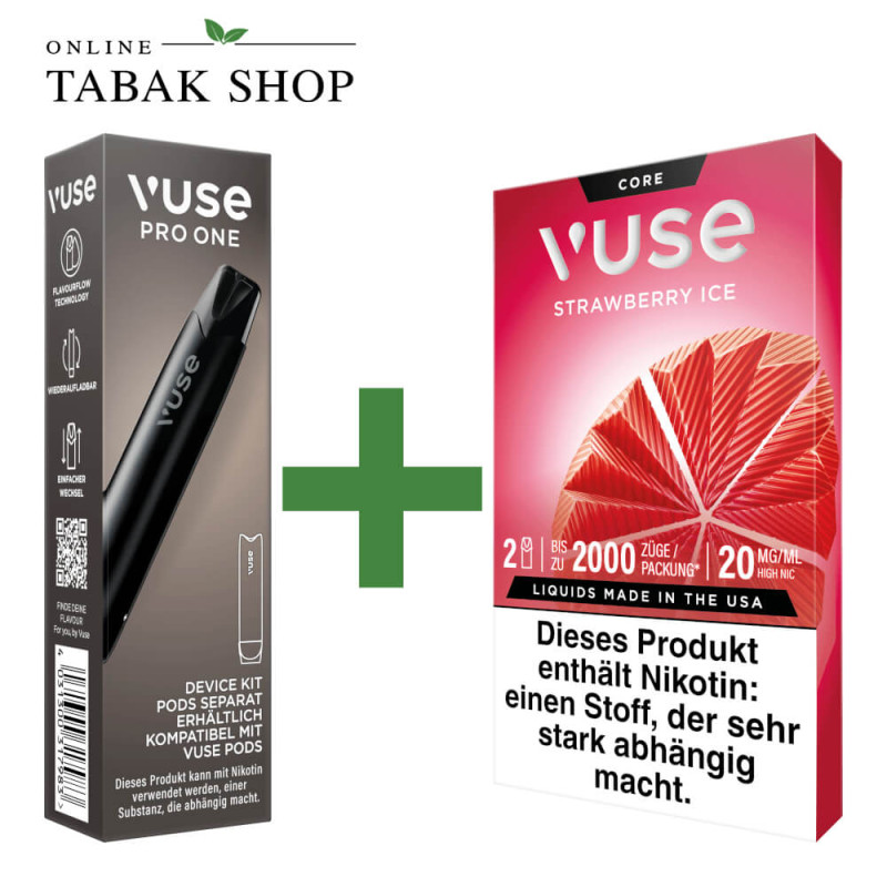 VUSE Pro One Device Pen Black + 1x VUSE Pods Strawberry Ice