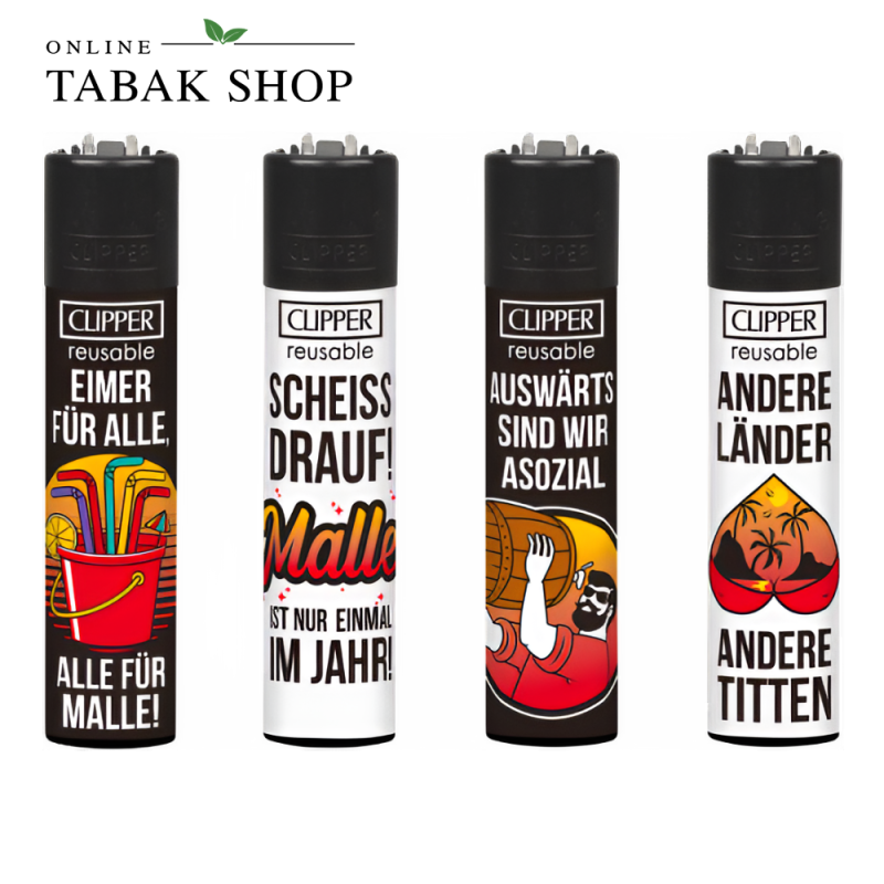 Clipper Classic Malle Motivfeuerzeuge – (4er-Pack)