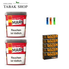 2x Mark 1 Adams Volumentabak 400g + 1000 GIZEH Full Flavor Extra Hülsen + 3 Feuerzeuge
