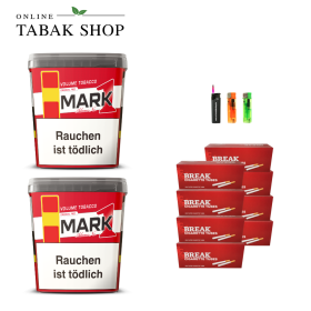 2x Mark 1 Volumentabak 400g + 1600 Break Hülsen + 1 Sturmfeuerzeug + 2 Feuerzeuge