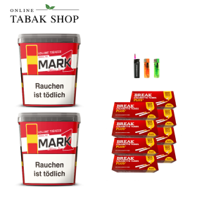 2x Mark 1 Volumentabak 400g + 1600 BREAK Plus Hülsen + 1 Sturmfeuerzeug + 2 Feuerzeuge