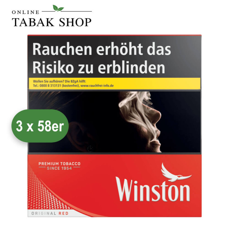 Winston Red 20 € Zigaretten 6XL Mega Pack (3 x 58er)