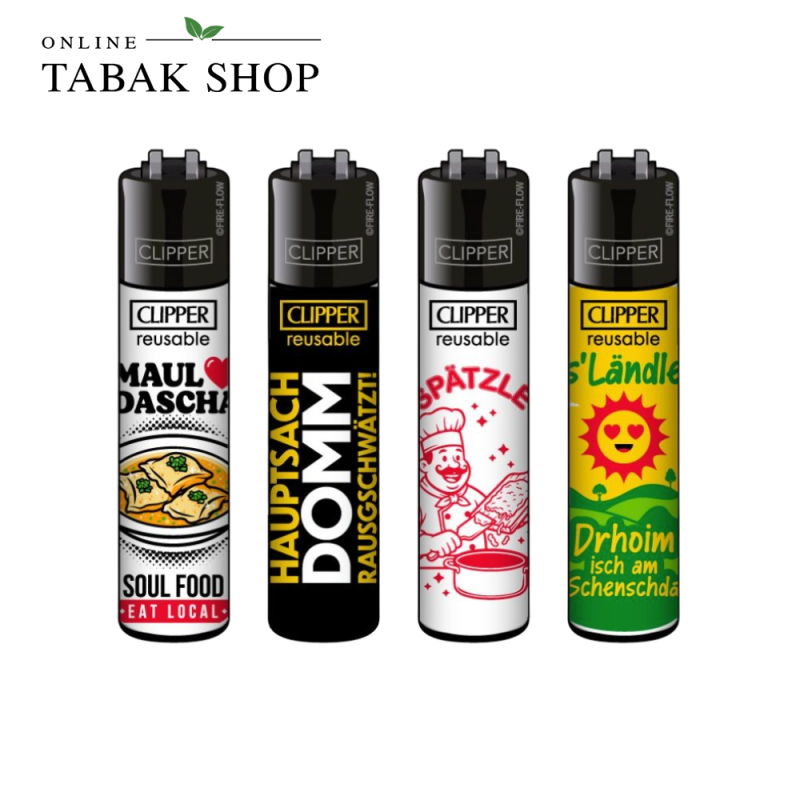 Clipper Classic Motivfeuerzeuge – Schwaben Komplettset (4er-Pack)