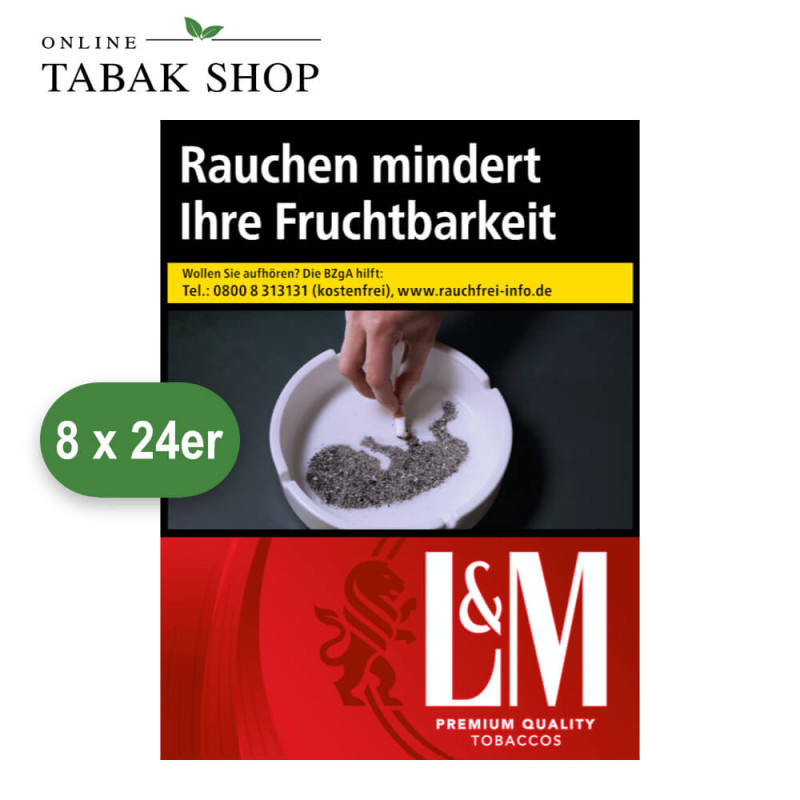 L&M Red Label Zigaretten XL (8x24 Stück) Plain
