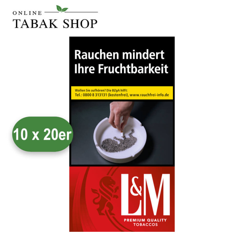 L&M Red Label Long Zigaretten OP (10x20 Stück) Plain